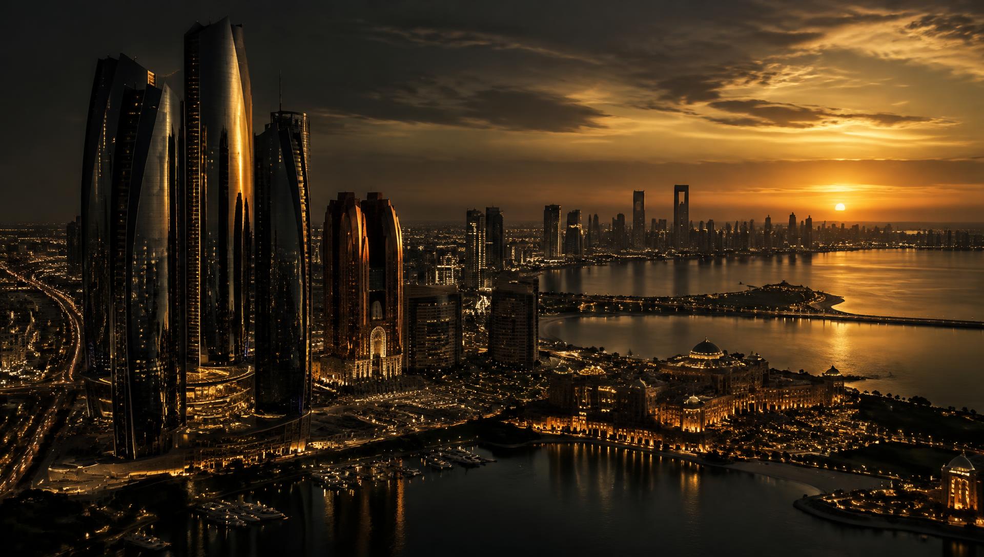 Abu Dhabi skyline at dusk